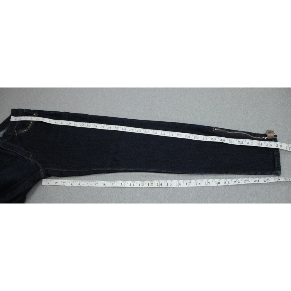 White House Black Market Jeans Womens 6 Blue Skinny Ankle Stretch Buckle Zip Hem